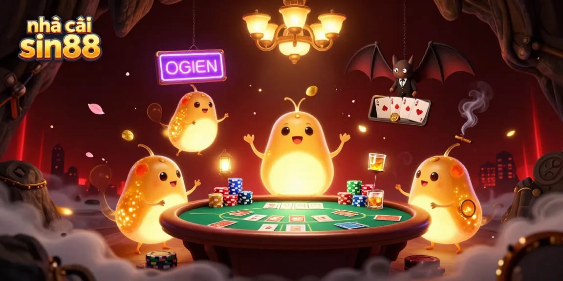 Engage with the immersive world of nhà cái sin88 as glowworms illuminate a vibrant casino scene.