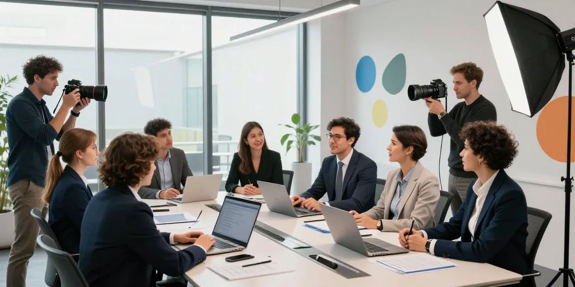 Fotografo aziendale Milano che cattura un coinvolgente ritratto di team aziendale in un ufficio moderno.