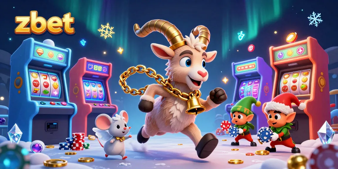 Zbet showcases a vibrant casino scene with a Krampus goat, angel mouse, and gremlins stealing poker chips.
