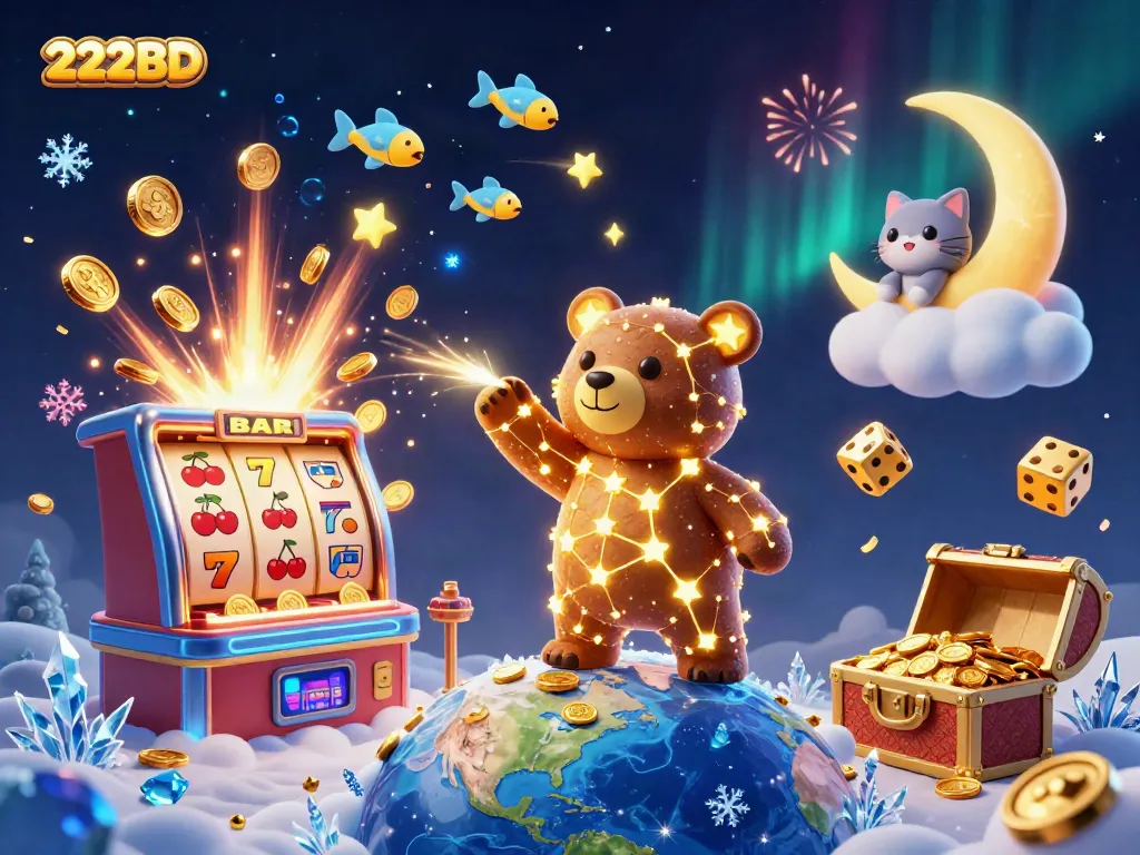 Engage in thrilling casino action with 222BD's vibrant characters amidst exciting game elements.