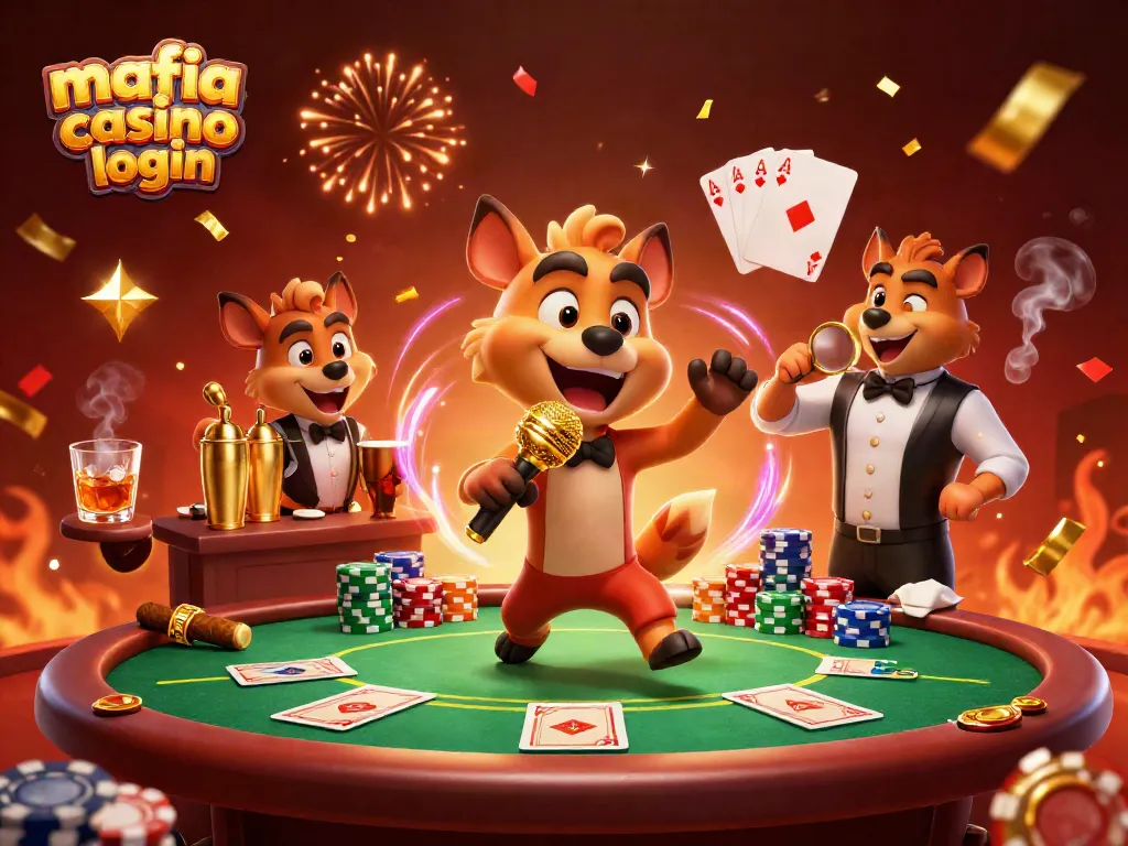 Experience the excitement at Mafia Casino login with hyenas running a vibrant comedy club scene filled with poker.