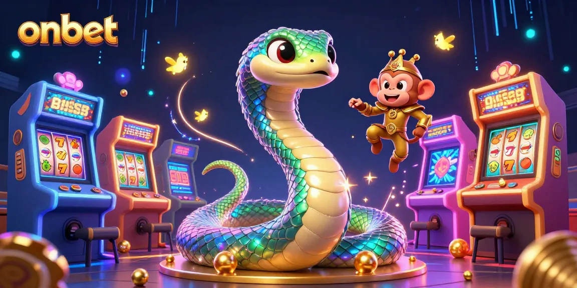 Play and win at Onbet with vibrant casino-themed 3D illustration featuring exciting game elements.